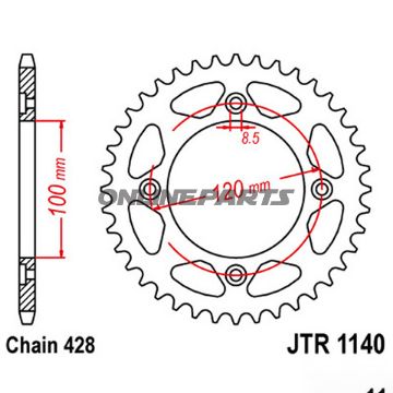 Rear Sprocket 63Tooth Pitch 428Inner Diameter 100 Bolt Spacing 120