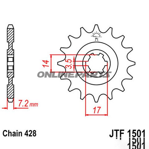 Front Sprocket 12 Tooth Pitch 428Large Spline 6 Inner Diameter 14/17