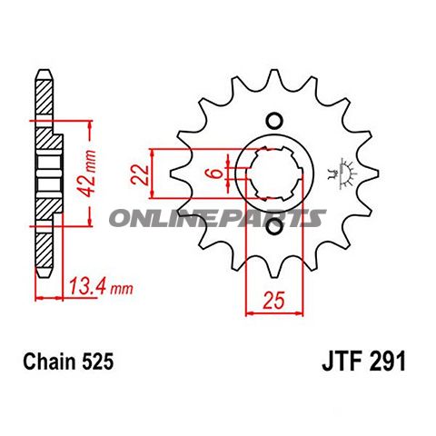Front Sprocket 17 Tooth Pitch 525Large Spline 6 Inner Diameter 22/25