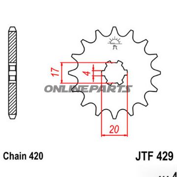 Front Sprocket 13 Tooth Pitch 420Large Spline 6 Inner Diameter 17/20