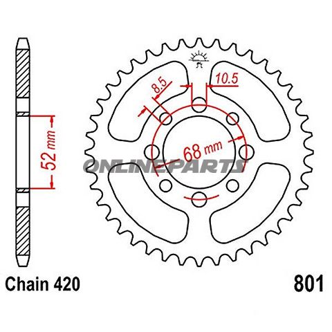 Rear Sprocket 30Z Pitch 420Inner Diameter 052 Bolt Spacing 068