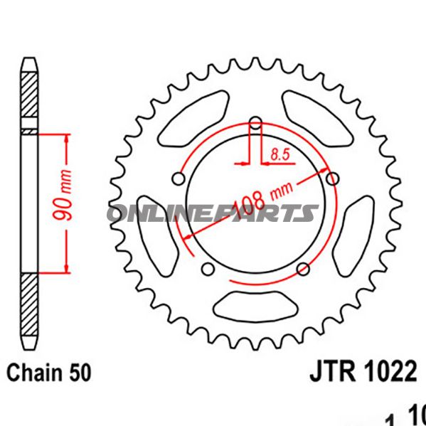 Rear Sprocket 40 Tooth Pitch 530Inner Diameter 090 Bolt Spacing 108