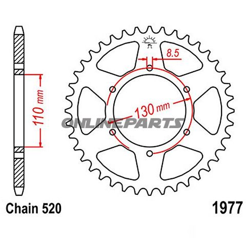 Rear Sprocket 48 Tooth Pitch 520Inner Diameter 110 Bolt Spacing 130