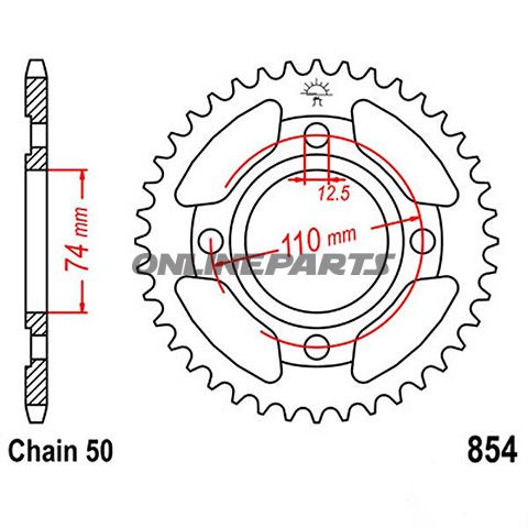 Rear Sprocket 37 Tooth Pitch 530Inner Diameter 074 Bolt Spacing 110