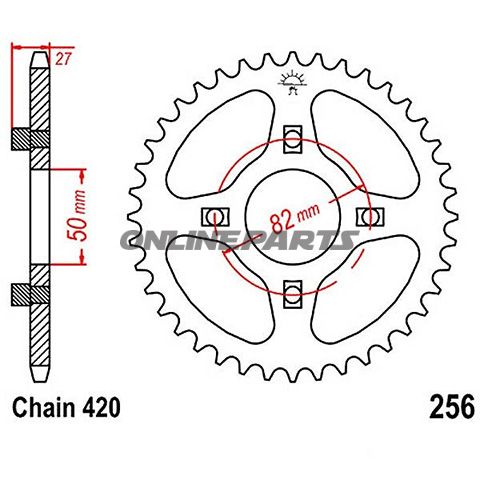 Rear Sprocket 37 Tooth Pitch 420Inner Diameter 050 Bolt Spacing 082
