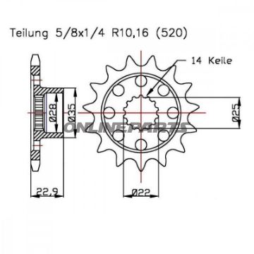 Front Sprocket Racing 16 Tooth Pitch 520