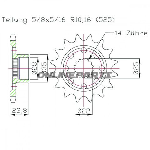 Front Sprocket Racing 17 Tooth Pitch 525