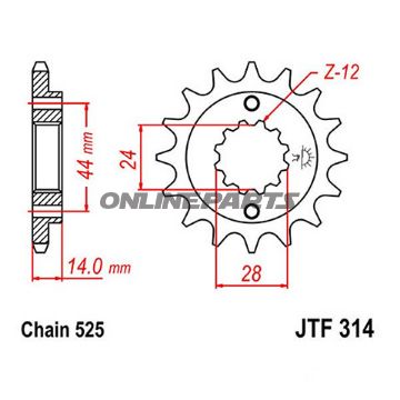 Front Sprocket 17 Tooth Pitch 525Narrow Spline Inner Diameter 24/28.7