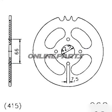 Bagtandhjul 50 T, Størrelse 415Inner Diameter 42.5 Bolt Spacing 66