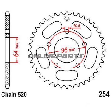 Rear Sprocket 43 Tooth Pitch 520Inner Diameter 64 Bolt Spacing 96