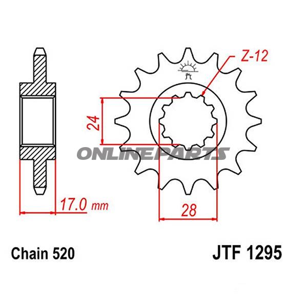 Front Sprocket 14Tooth Pitch 520Narrow Spline 24/28