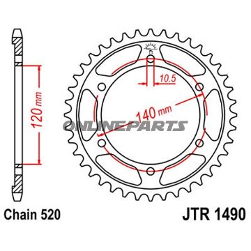 Rear Sprocket 42 Tooth Pitch 520Inner Diameter 120 Bolt Spacing 140