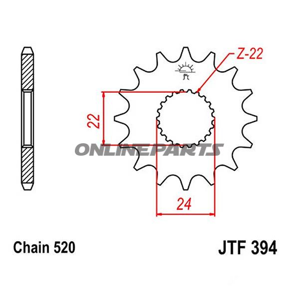 Front Sprocket 13Tooth Pitch 520Narrow Spline 22/24