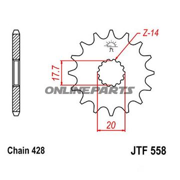 Front Sprocket 20Tooth Pitch 428Narrow Spline 17.7/20