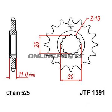 Front Sprocket 16 Tooth 525Narrow Spline 26/30