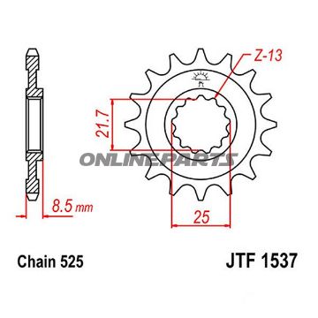 Front Sprocket 17Tooth Pitch 525Narrow Spline 21.6/25