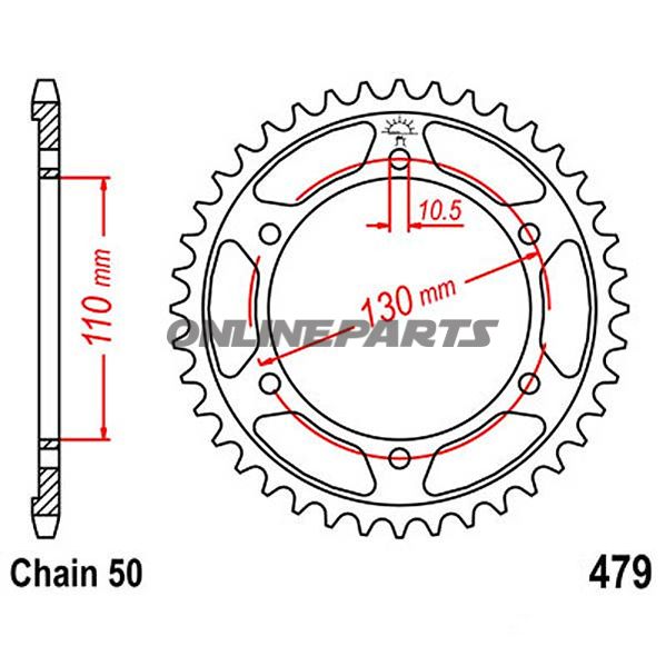 Rear Sprocket 46 Tooth Pitch 530Inner Diameter 110 Bolt Spacing 130