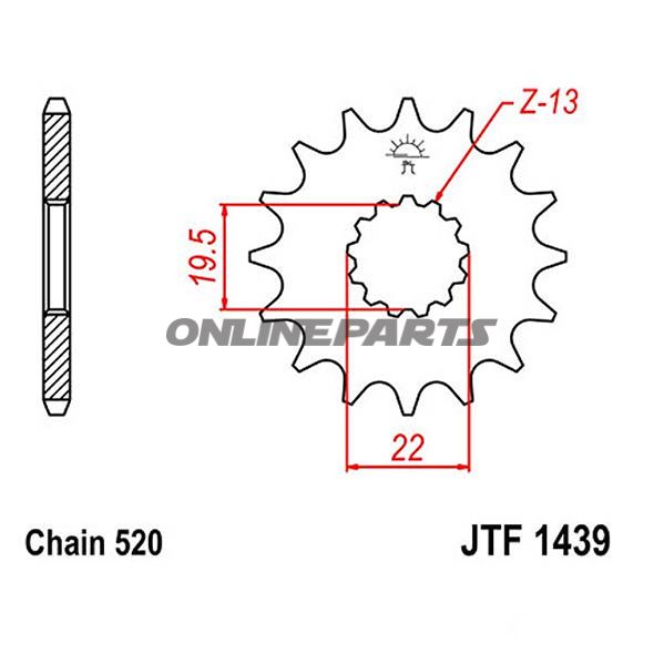 Front Sprocket 12Tooth Pitch 520Narrow Spline 19.5/22