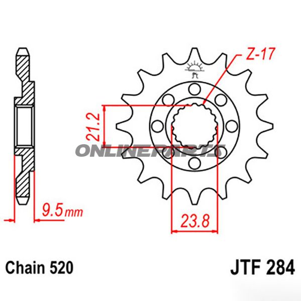 Front Sprocket 15Tooth Pitch 520Narrow Spline 21/23.8