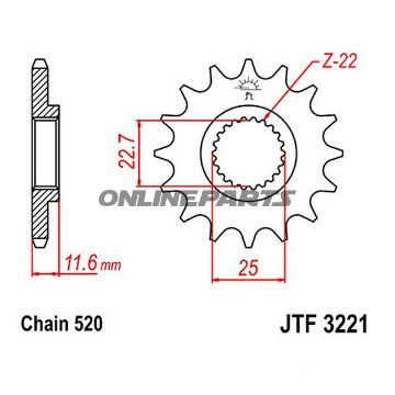 Front Sprocket 13Tooth Pitch 520Narrow Spline 22.7/25