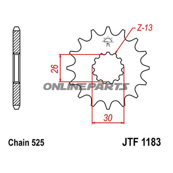 Front Sprocket 17Tooth Pitch 525Narrow Spline 26/30
