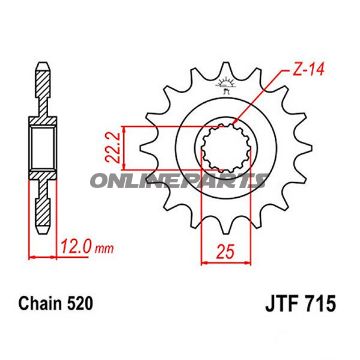 Front Sprocket 13Tooth Pitch 520Narrow Spline 22/25