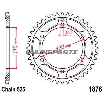 Rear Sprocket 45 Tooth Pitch 525Inner Diameter 110 Bolt Spacing 130