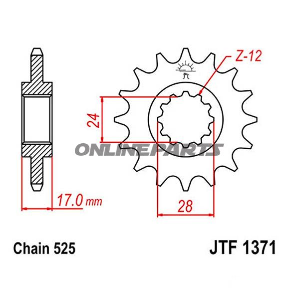 Front Sprocket 14Tooth Pitch 525Narrow Spline 24/28