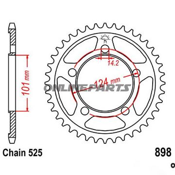 Rear Sprocket 41 Tooth Pitch 525Inner Diameter 101 Bolt Spacing 124