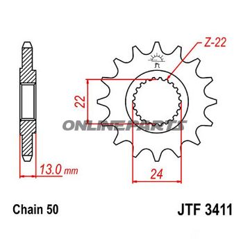 Front Sprocket 16Tooth Pitch 530Narrow Spline 24/22