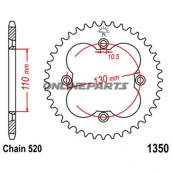Rear Sprocket 39 Tooth Pitch 520Inner Diameter 110 Bolt Spacing 130
