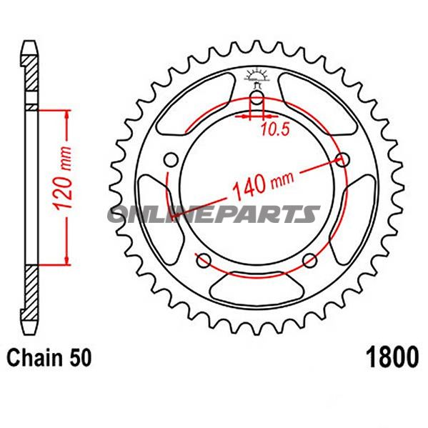 Rear Sprocket 46 Tooth Pitch 530Inner Diameter 120 Bolt Spacing 140