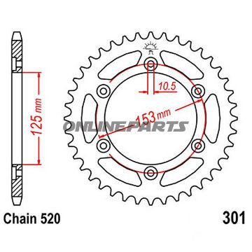 Rear Sprocket 48 Tooth Pitch 520Inner Diameter 125 Bolt Spacing 153