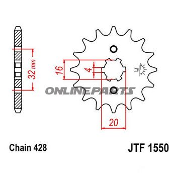 Front Sprocket 14 Tooth 428Large Spline 6Mm 16/20