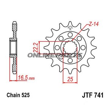 Front Sprocket 15Tooth Pitch 525Narrow Spline 22/25