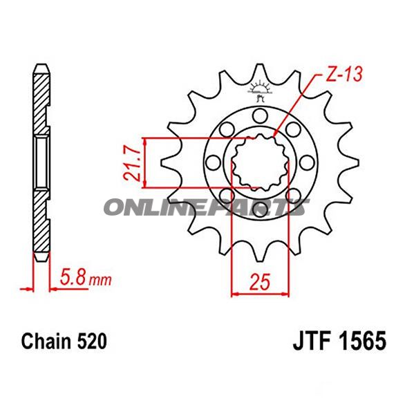 Front Sprocket Racing 14Tooth Pitch 520Narrow Spline 21.6/25