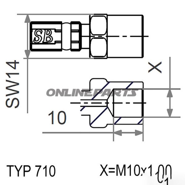 Typ710 M10x1.00 Silverfemale Thread Fixed Vario