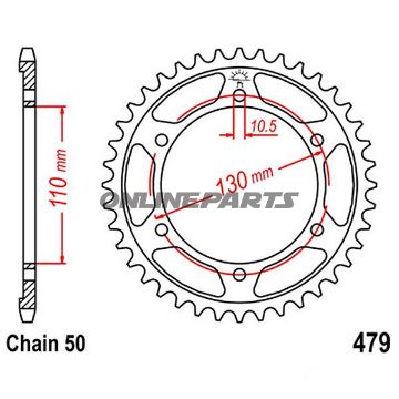 Rear Sprocket 42 Tooth Pitch 530Inner Diameter 110 Bolt Spacing 130
