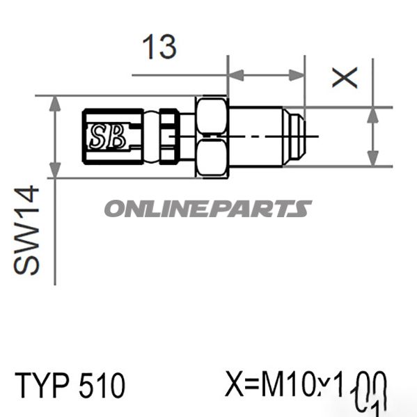 Typ510 M10x1.00 Goldmale Thread Fixed Vario