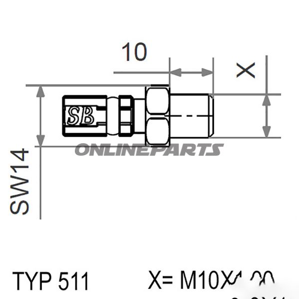 Typ511 M10x1.00 Blackmale Thread Fixed Vario