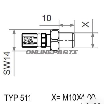 Typ511 M10x1.00 Goldmale Thread Fixed Vario