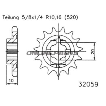 Front Sprocket 13 Tooth 520Large Spline 6Mm 16/20