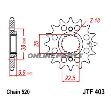 Front Sprocket Rac 14 Tooth 520Narrow Spline 22.4/25
