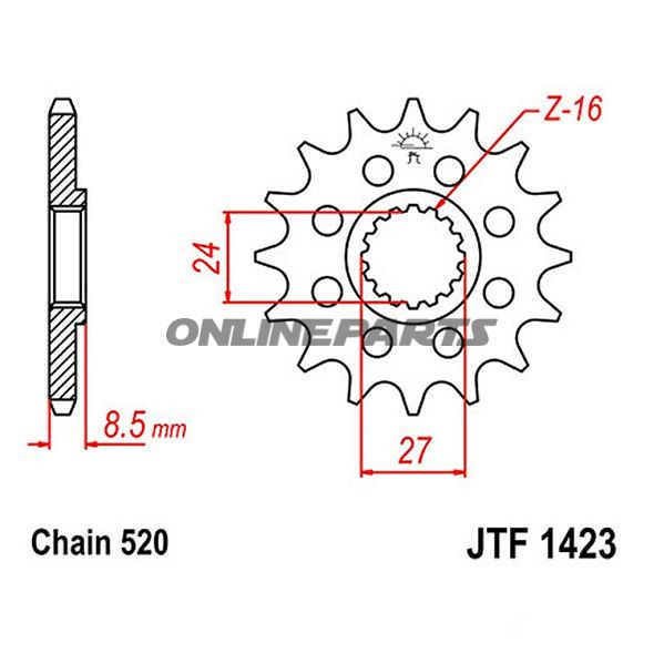Front Sprocket 17Tooth Pitch 520 Racingnarrow Spline 24/27