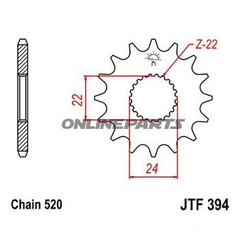 Front Sprocket 15Tooth Pitch 520Narrow Spline 22/24