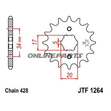Front Sprocket 17Tooth Pitch 428Large Spline 5 Mm 17/20