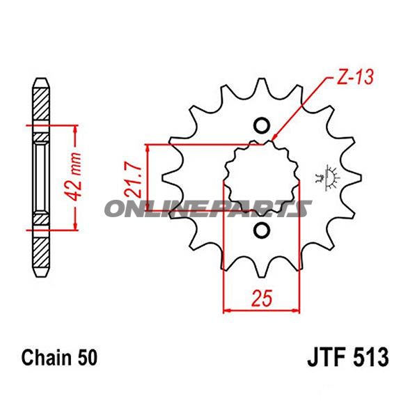 Front Sprocket 13Tooth Pitch 530Narrow Spline 21.6/25