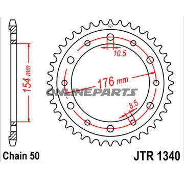 Rear Sprocket 44 Tooth Pitch 530Inner Diameter 154 Bolt Spacing 176