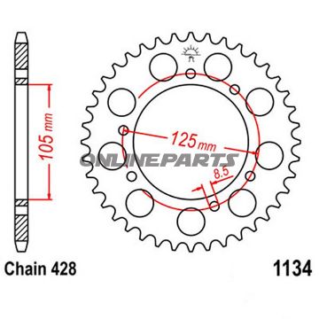 Rear Sprocket 51 Tooth Pitch 428Inner Diameter 105 Bolt Spacing 125