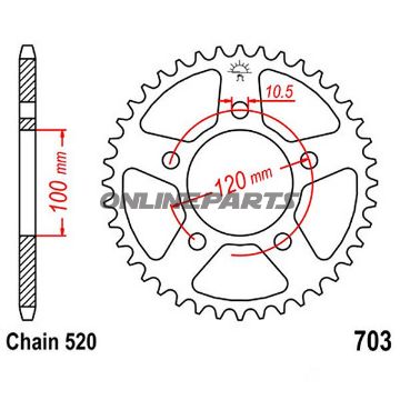 Rear Sprocket 47 Tooth Pitch 520Inner Diameter 100 Bolt Spacing 120
